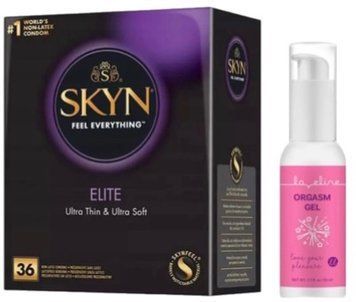 Набір з SKYN Elite 36 шт + Гель для посилення оргазму Loveline Orgasm Gel (50 мл) SOS10238 фото