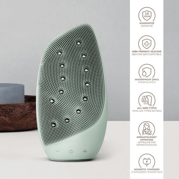 Очищувальна щітка для обличчя GESKE Sonic Thermo Facial Brush&Face-Lifter 8в1 green HB0096 фото