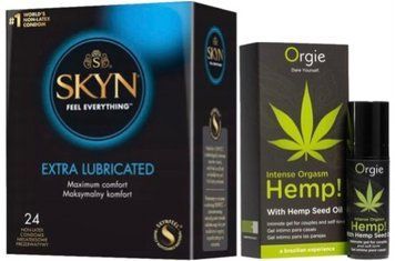 Набір з SKYN Extra Lube (24 шт) + Посилювач оргазму Intense Orgasm Hemp! (15 мл) від ORGIE SOS10087 фото