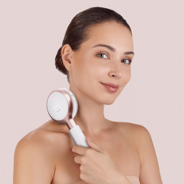 Звукова світлодіодна щітка для всього тіла GESKE Sonic LED Full-Body Brush&Intensive Exfoliator 9в1 starlight HB0392 фото