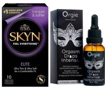 Набір з SKYN Elite (10 шт) + Рідкий вібратор Orgie Orgasm Drops Intense (30 мл) SOS9736 фото