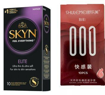 Набор : SKYN Elite 10 шт (ультратонкие) и Shulemei 001 Red 10 штук (больше смазки) SOS25 фото