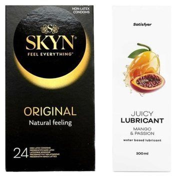 Набор Лубрикант Satisfyer Mango&Passion 300 мл + SKYN Original 24 шт. SOS12829 фото