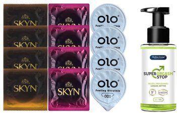 Комплект: Пролонгатор Super Orgasm Stop Гель (150 мл) + 8 шт SKYN + 4 шт OLO Feeling Ultrathin 001 SOS10763 фото