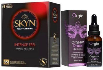 Набір з SKYN Intense Feel (36 шт) + Рідкий вібратор Orgie Orgasm Drops (30 мл) SOS9834 фото