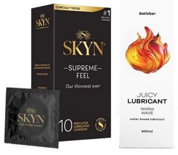 Набор Лубрикант Satisfyer Warm Wave 300 мл + Skyn ​​Supreme Feel 10 шт. SOS12737 фото