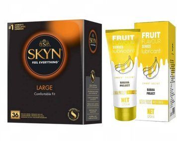 Набор : SKYN Large (36 шт) и Лубрикант OLO SWEET SECRET с ароматом банана 120ml SOS50 фото