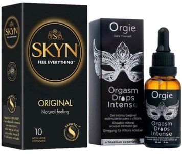 Набір з SKYN Original (10 шт) + рідкий стимулятор Orgie Orgasm Drops Intense (30 мл) SOS9883 фото