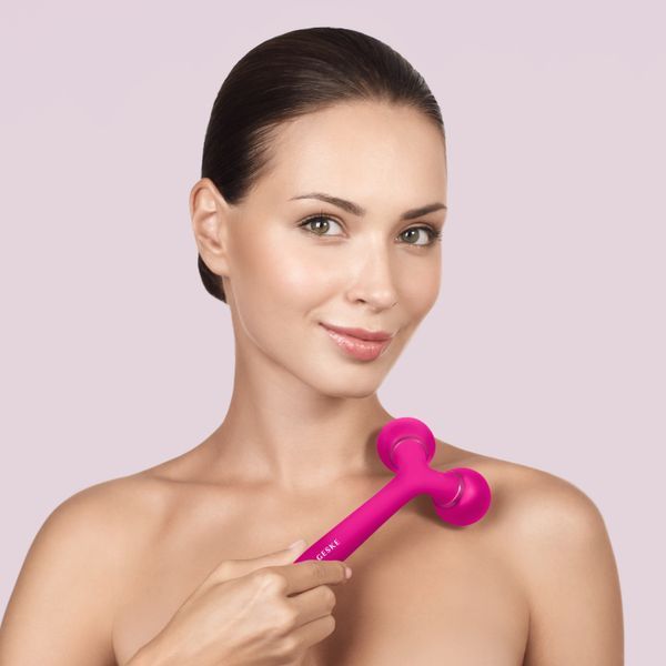 Електронний ультразвуковий ролик для обличчя та тіла GESKE Sonic Facial&Body Roller 4в1 magenta HB0031 фото