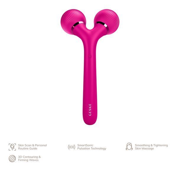Електронний ультразвуковий ролик для обличчя та тіла GESKE Sonic Facial&Body Roller 4в1 magenta HB0031 фото