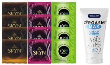 Комплект: Пролонгатор Medica-Group Orgasm Max for Men 50 мл + 8 шт SKYN + 4 шт EXS EXTREME 3 в 1 SOS10953 фото