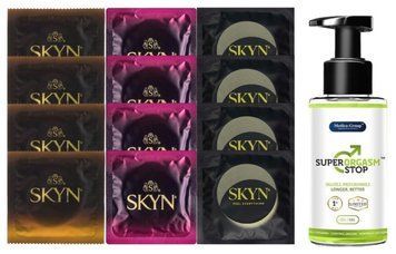 Комплект: Пролонгатор Super Orgasm Stop Гель (150 мл) + 8 шт SKYN + 4 шт SKYN Pina Colada SOS10760 фото
