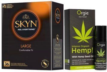 Набір з SKYN Large (36 шт) + Рідкий вібратор Intense Orgasm Hemp! (15 мл) від ORGIE SOS9932 фото