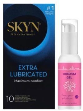 Набір з SKYN Extra Lube (10 шт) + Гель для стимуляції оргазму Loveline Orgasm Gel (50 мл) SOS10181 фото