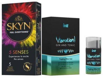 Набір з SKYN 5 Senses + Рідкий вібратор Intt Vibration Gin Tonic (15 мл) SOS9621 фото