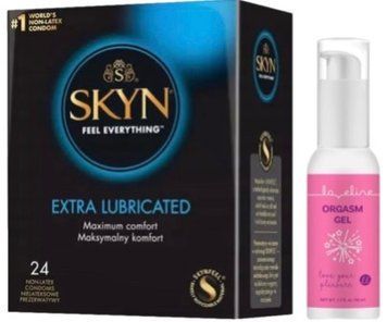 Набір з SKYN Extra Lube (24 шт) + Гель для стимуляції Loveline Orgasm Gel (50 мл) SOS10081 фото