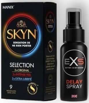 Набір з SKYN Selection (9 шт) + Пролонгатор EXS Delay Spray (50 мл) SOS8879 фото