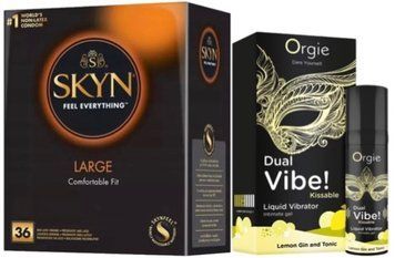 Набір з SKYN Large (36 шт) + Рідкий вібратор Orgie Dual Vibe! Lemon Gin And Tonic Kissable Liquid Vibrator (15 мл) SOS9930 фото