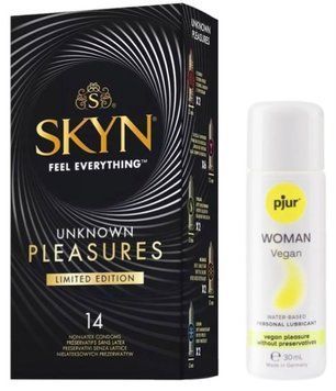 Набір Skyn Unknown Pleasures 14 шт + pjur Woman Vegan 30 мл SOS13381 фото