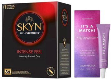 Набір з SKYN Intense Feel (36 шт) + Рідкий вібратор Bijoux Indiscrets Clitherapy Liquid Vibrator &ndash; IT'S A MATCH SOS9829 фото