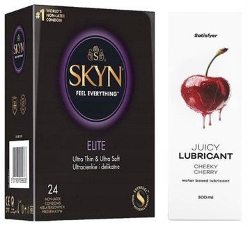 Набор Лубрикант Satisfyer Cheeky Cherry 300мл + SKYN Elite 24 шт. SOS12796 фото