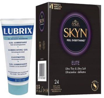 Набір з Лубрикант на водній основі Lubrix (100 мл) + SKYN Elite, 24 шт SOS8792 фото