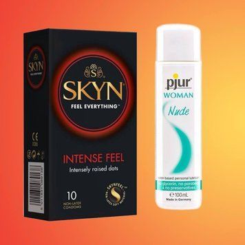 Набір SKYN Intense Feel 10 шт та Лубрикант pjur Woman Nude 100 мл SOS4381 фото
