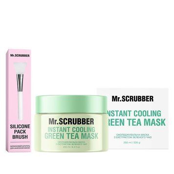 Охолоджувальна маска для обличчя Instant Cooling Green Tea Mask з екстрактом зеленого чаю Mr.SCRUBBER + Силіконовий шпатель для нанесення масок 1496 фото