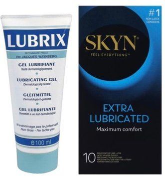 Набір з Лубрикант на водній основі Lubrix (100 мл) + Skyn Exstra Lube 10 шт SOS8791 фото
