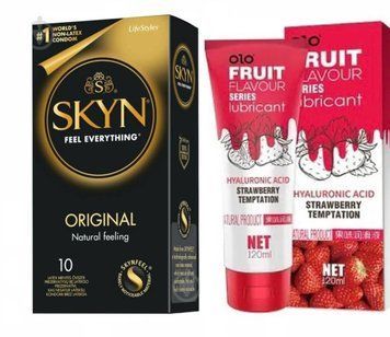 Набор : SKYN Original 10 шт и Лубрикант OLO SWEET SECRET с ароматом клубники 120ml sos108 фото