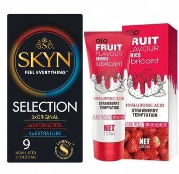 Набор : Skyn Selection (9 шт) и Лубрикант OLO со вкусом клубники 120 мл SOS55 фото