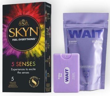 Набір з SKYN 5 Senses + Спрей-пролонгатор WAIT, 10 мл Friday Bae (Франція) SOS8833 фото