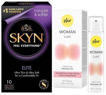 Набір з SKYN Elite (10 шт) + Рідкий вібратор pjur Woman Lust (15 мл) SOS9727 фото