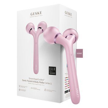 Електронний ультразвуковий ролик для обличчя та тіла GESKE Sonic Facial&Body Roller 4в1 pink HB0037 фото