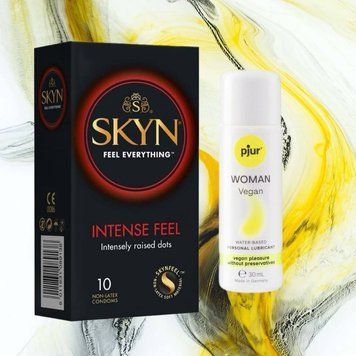 Набір SKYN Intense Feel 10 шт та Лубрикант pjur Woman Vegan 30 мл SOS4383 фото