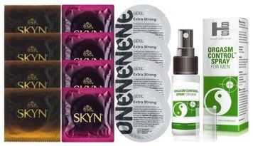 Комплект: Пролонгатор SHS Orgasm Control Spray 15 мл + 8 шт SKYN + 4 шт ONE Extra Strong SOS10898 фото