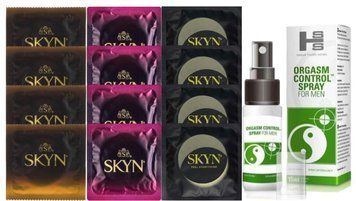 Комплект: Пролонгатор SHS Orgasm Control Spray 15 мл + 8 шт SKYN + 4 шт SKYN Pina Colada SOS10883 фото