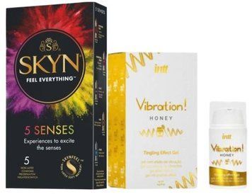 Набір з SKYN 5 Senses + Рідкий вібратор Intt Vibration Honey (15 мл) SOS9615 фото