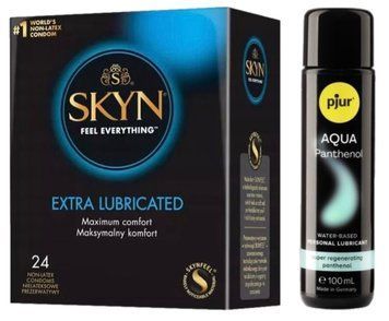 Комплект SKYN Extra Lube 24 шт + Pjur Aqua Panthenol 30 мл SOS13277 фото