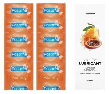 Комплект Pasante Warming 10шт. + Лубрикант Satisfyer Juicy Lubricant Mango & Passion 300 мл SOS11594 фото