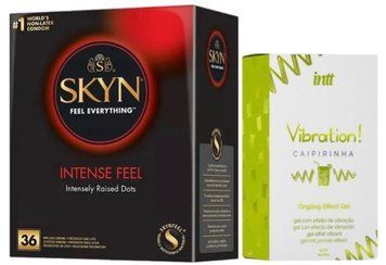 Набір з SKYN Intense Feel (36 шт) + Рідкий вібратор Intt Vibration Caipirinha (15 мл) SOS9824 фото