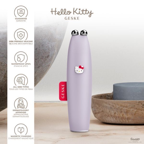 Мікрострумова ручка для підтяжки обличчя GESKE MicroCurrent Face-Lift Pen 6в1 by Hello Kitty purple HB0250 фото