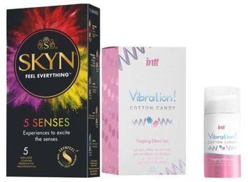 Набір з SKYN 5 Senses + Рідкий вібратор Intt Vibration Cotton Candy (15 мл) SOS9613 фото