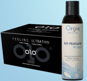 Набор OLO - ультратонкий -001 ( 10 штук) + Лубрикант ALL-NATURAL Acqua, 150 мл Orgie SOS4485 фото