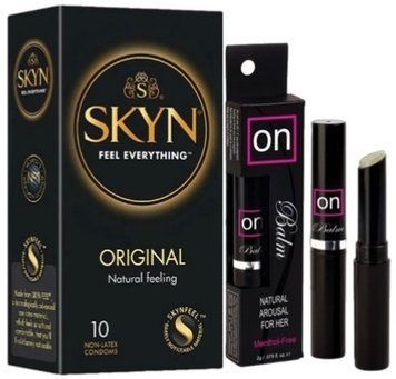 Набір з SKYN Original (10 шт) + бальзам вібратор Sensuva ON Arousal Balm for Her SOS9873 фото