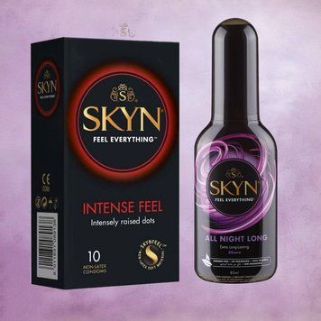 Набір SKYN Intense Feel 10 шт та Лубрикант Skyn All Night Long (80 мл) SOS4387 фото