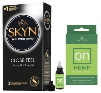 Набір з SKYN Close Feel (10 шт) + рідкий вібратор Sensuva ON for Her Hemp Infused Arousal Oil (5 мл) SOS9772 фото