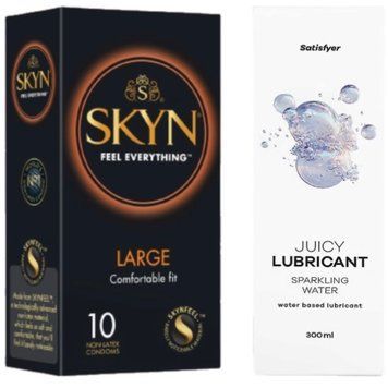 Набір Лубрикант Satisfyer Sparkling Water 300 мл + SKYN Large 10 шт. SOS12701 фото
