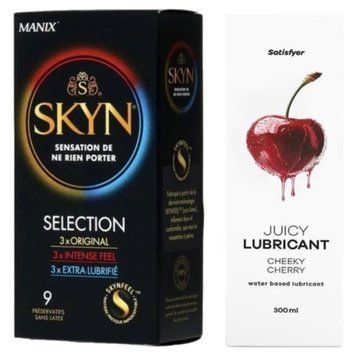 Набор Лубрикант Satisfyer Cheeky Cherry 300мл + Skyn ​​Selection 9 шт. SOS12787 фото