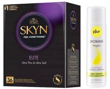 Комплект Skyn ​​Elite 36 шт + pjur Woman Vegan 100 мл SOS13321 фото